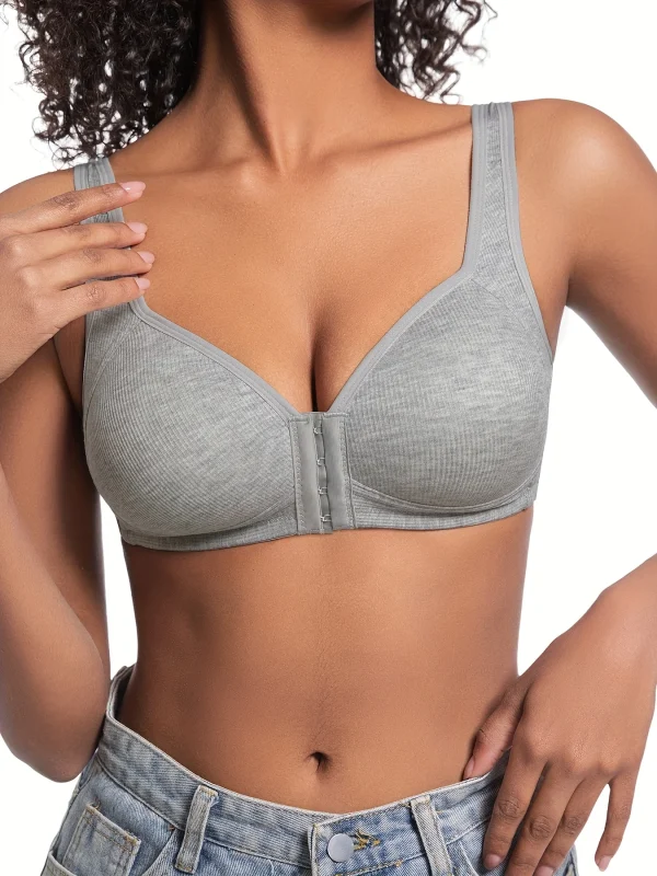 Reggiseno da donna Chiusura frontale senza ferretto Tinta unita Coppe fisse a copertura totale Più considerate per persone di mezza età e anziane individuali 4