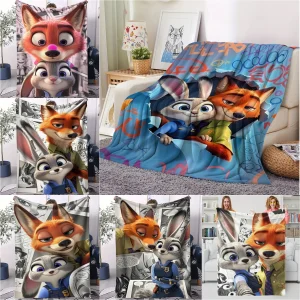 Disney Nick Judy Coperta stampata Coperta da tiro in flanella di cartone animato Coperta da picnic calda Coperta da letto per la casa Coperta da letto Regalo di compleanno 1