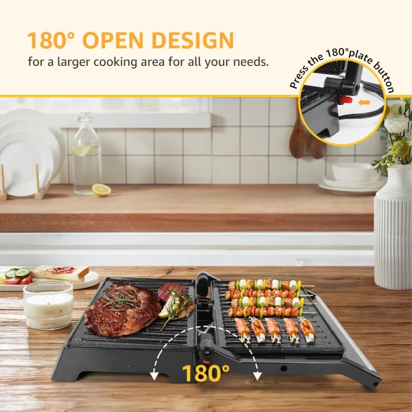 Aigostar Hett Pro Panini Maker/piastra per tostapane, rivestimento antiaderente in pietra ecologica, vassoio per grasso, pressa per Sandwich, padella elettrica, 1500 2