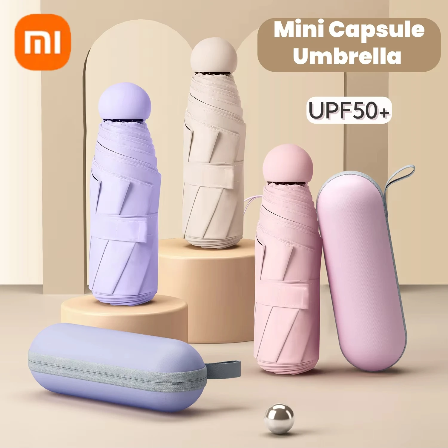 Mini Ombrello Pieghevole Parasole Portatile Protezione Solare Ombrello da Pioggia Manico in Lega di Gomma Nera Protezione UV Sole Pioggia Doppio Uso 2