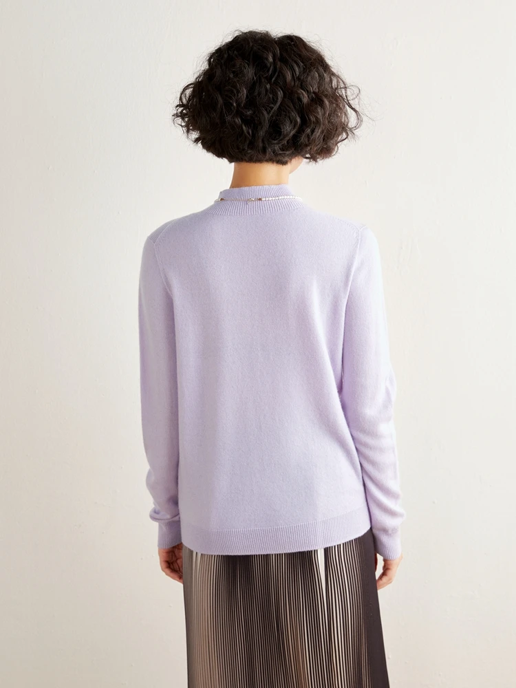 Nozioni di base Maglione da donna in cashmere Autunno Inverno Pullover lavorato a maglia da donna Solido manica lunga Colletto finto Abbigliamento Top Maglia elegante 2