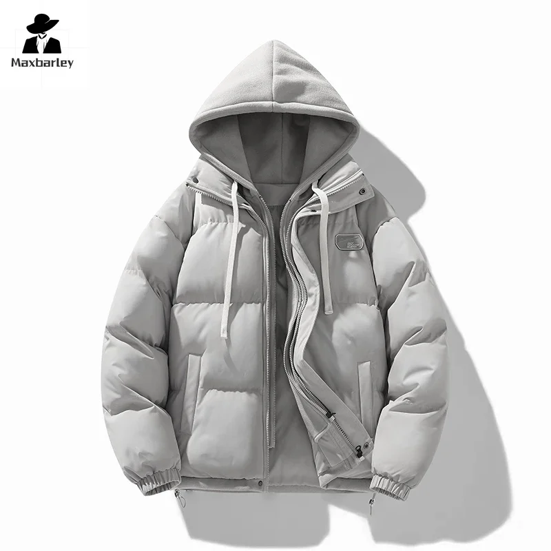 Giacca invernale da uomo nuova Giacca coreana imbottita in cotone caldo stile giapponese da donna in 2 pezzi con cappuccio finto addensato alla moda 1