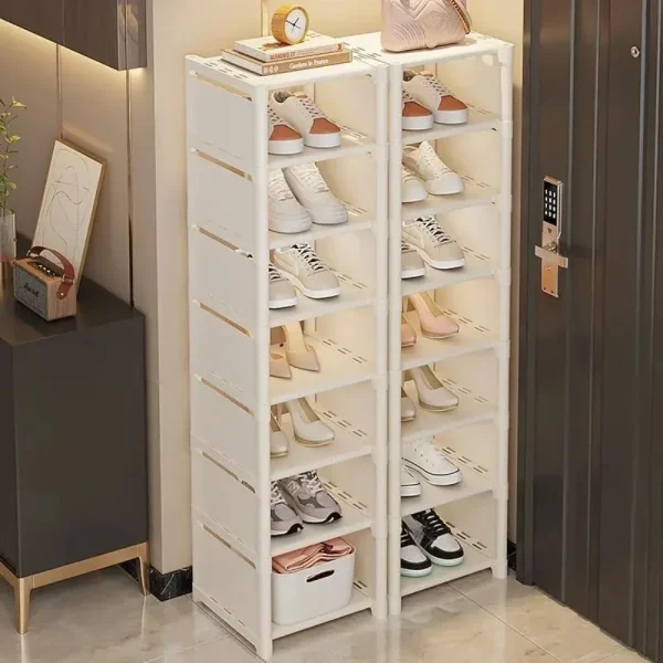 Organizzatore di scarpe a più strati Organizzatore di scarpiera Scaffale salvaspazio per mensola impilabile ad angolo da parete Armadietto salvaspazio regolabile 4