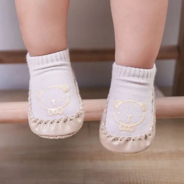 New born Baby Calzini e Calzettoni Con Suole di Gomma Infantile Del Bambino Delle Ragazze Dei Ragazzi di Autunno di Inverno Dei Capretti Pavimento Calzini e Calzettoni Scarpe Antiscivolo Morbida suola Calzino 2