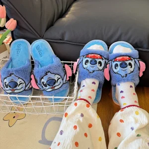 Pantofole a punto cartone animato Scarpe da interno con punta aperta Lilo & Stitch Pantofole da pavimento piatte antiscivolo Regalo per ragazza Primavera Autunno Ragazza Donna 1