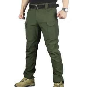 Pantaloni tattici da uomo pantaloni Cargo pantaloni elastici da combattimento abbigliamento da trekking impermeabile campeggio arrampicata lavoro pantaloni da esterno resistenti all'usura 1