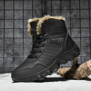 2024 Nuovi stivali invernali da uomo Pantofole Scarpe da uomo calde Scarpe da ginnastica in peluche antiscivolo impermeabili Stivali in pelle da uomo Taglie forti 48 1