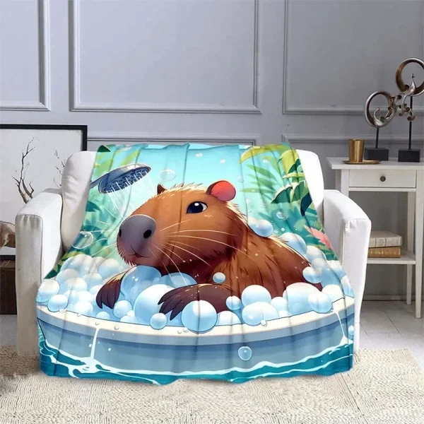 10 taglie Cartoon Capybara Pattern coperta Warm Soft Fluffy Kids and Adult Sofa Bed Throw coperta Outdoor Travel Camping Sheet - immagine 3