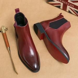 Stivaletti Chelsea da uomo Stivali da uomo slip-on con punta tonda e suola rossa Spedizione gratuita Taglia 38-46 Scarpe da uomo 1