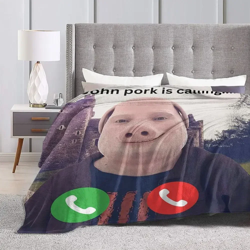 John Pork sta chiamando coperte morbida e calda coperta in flanella per letto, soggiorno, picnic, viaggio, divano di casa 5