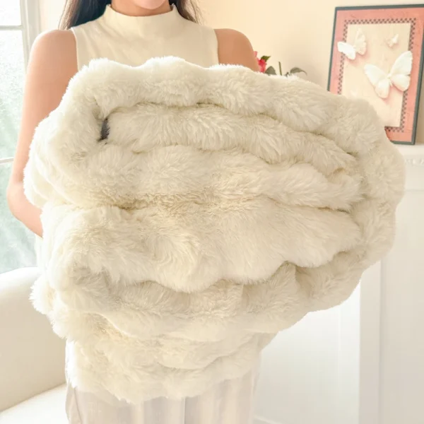 1 pezzo di grande coperta in pelliccia di coniglio a doppio strato, coperta in materiale ispessito, morbida e confortevole, adatta per la coperta estiva da ufficio, lenzuola matrimoniale, con un'esperienza calda per te 4