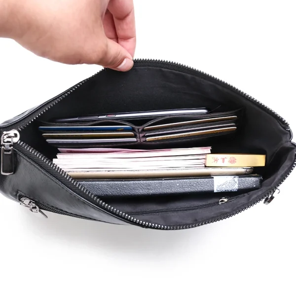 Pochette da giorno per uomo d'affari alla moda Borsa per soldi in pelle PU di alta qualità Borsa per telefono con custodia per porta carte maschile casual 6