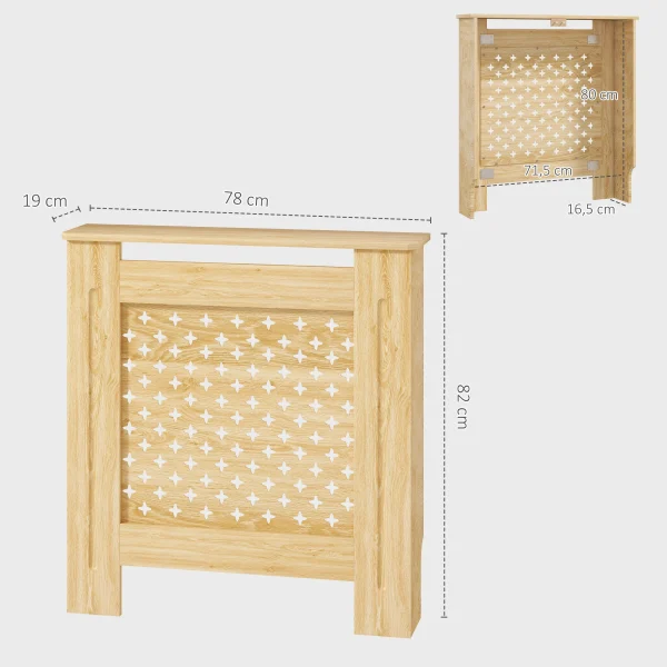 Homcom Coperture per radiatore Copertura per radiatore in MDF Copertura per radiatore per soggiorno Camera da letto Corridoio 78X19X82 cm Rovere 3