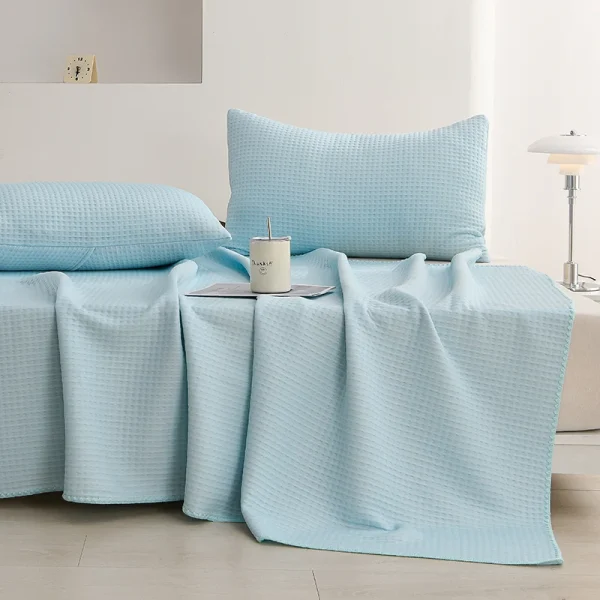 Trapunta estiva in seta di ghiaccio scozzese waffle Doppio lato Piumino in seta per aria condizionata con sensazione di freschezza Coperta rinfrescante traspirante delicata sulla pelle 2