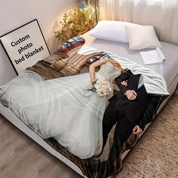 1PC Coperta personalizzata personalizzata Foto personale Coperta da letto in flanella Compleanno Matrimonio Coppia Coperta regalo per le vacanze di San Valentino 4