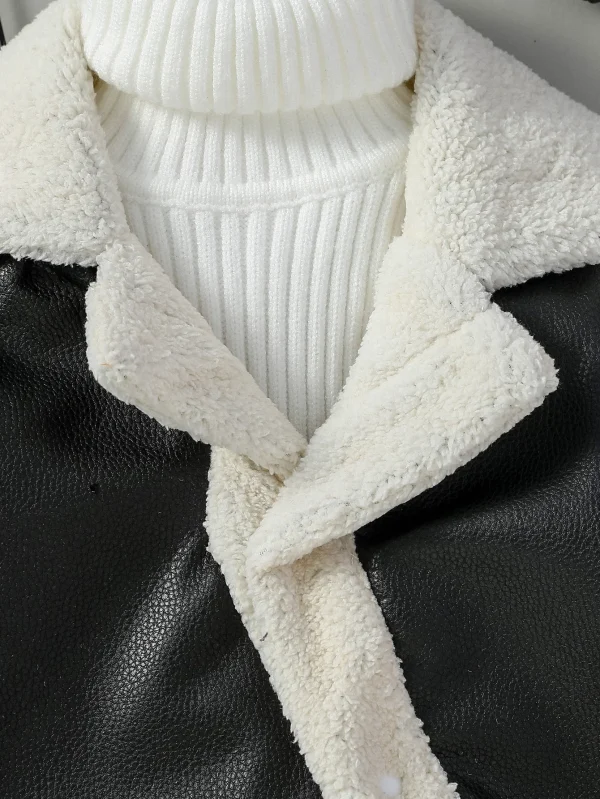 3M-3Y Autunno Inverno Ragazzi New Fashion PU Giacca in pelle Tenere al caldo Addensare Pelliccia sintetica in un cappotto Streetrwear Abbigliamento 3