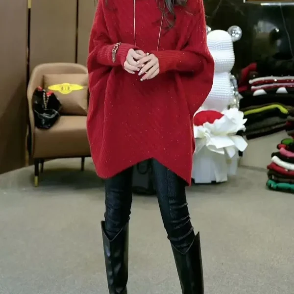 Maglione coreano a collo alto irregolare pigro alla moda ispessito autunno inverno nuovo stile maglione lavorato a maglia ampio e versatile 2