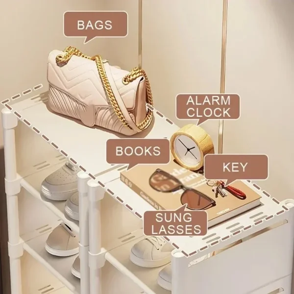 Organizzatore di scarpe a più strati Organizzatore di scarpiera Scaffale salvaspazio per mensola impilabile ad angolo da parete Armadietto salvaspazio regolabile 2