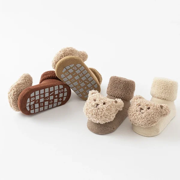Calzini per bambini con animali simpatici cartoni animati per ragazzo ragazza inverno morbido cotone orso antiscivolo suola neonato calzino per bambini addensare Socken 3