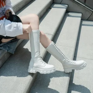 Donne invernali con cerniera nuovo stivale lungo Scarpe stringate antiscivolo moda Casual Stivali di tendenza con suola spessa scarpe comode da donna Botas 1