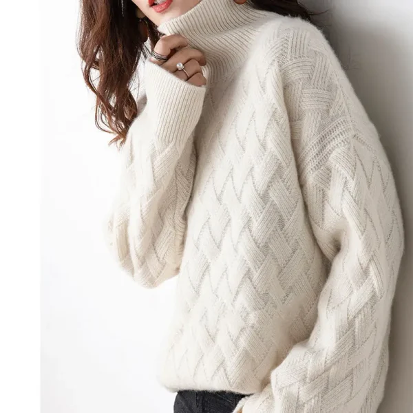2024 nuove donne maglione allentato inverno casual chic cashmere oversize maglione spesso pullover pullover manica lunga femminile S-3XL 3