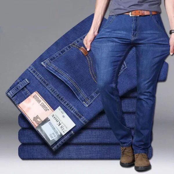 Nuovi uomini leggeri di lusso elasticizzati pantaloni slim fit comodi morbidi pantaloni di jeans casual dritti moda business abbigliamento di marca maschile 1