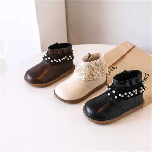 Nuovi stivali da bambino autunno/inverno per ragazze in pelle reticolo pera scarpe da principessa antiscivolo moda stivali da bambina EU 16-25 1