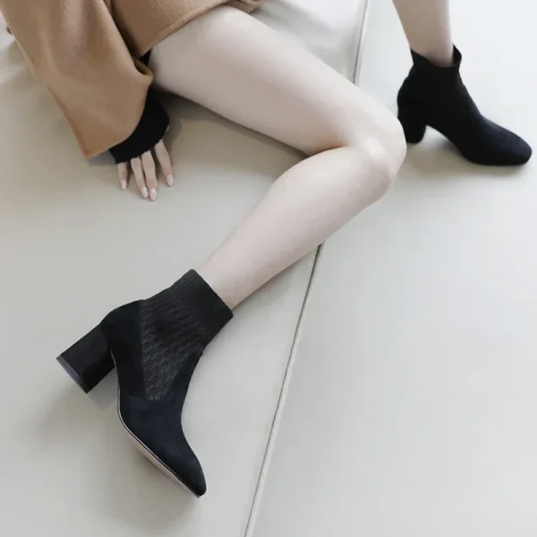 2023 Scarpe da donna Scarpe invernali Stivali da donna Casual Tacchi leggeri alla caviglia Donna Slip on Scarpe con plateau Zapatos De Tacon Mujer 4