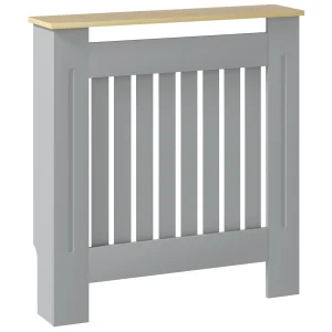 Homcom Copri Radiatore MDF 78X19X83 cm Grigio e Rovere 1