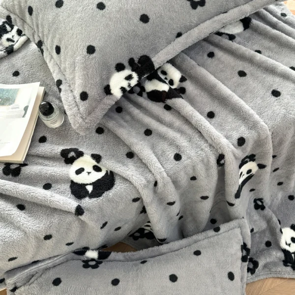1pc peluche coperta per letti Panda stampato morbido pile corallo plaid per divano singolo/regina/re caldo coperte di Thow di alta qualità 5