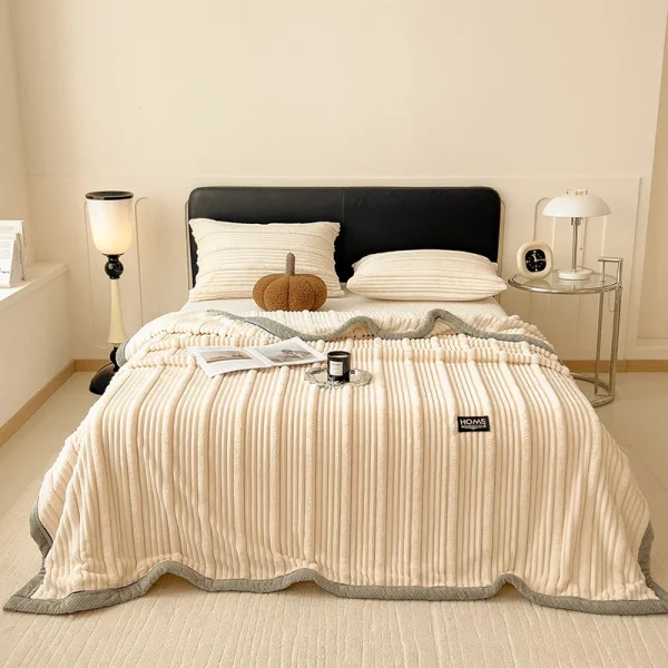 Imitazione coniglio peluche a righe tenere al caldo divano coperta autunno inverno calore coperte da letto morbido soffice pisolino scialle coperta regina 3
