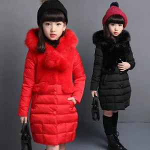 OLEKID 2025 Autunno Inverno Parka Per Le Ragazze Caldo Lungo Pelliccia Ragazze Giacca Invernale 4-13 Anni Adolescente Tuta Sportiva Cappotto Bambini Snowsuit 1