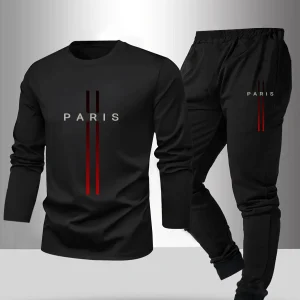 Set da notte da uomo in 2 pezzi per la primavera estate autunno inverno pantaloni a maniche lunghe camicia base con motivo a lettere set da indossare per la casa 1