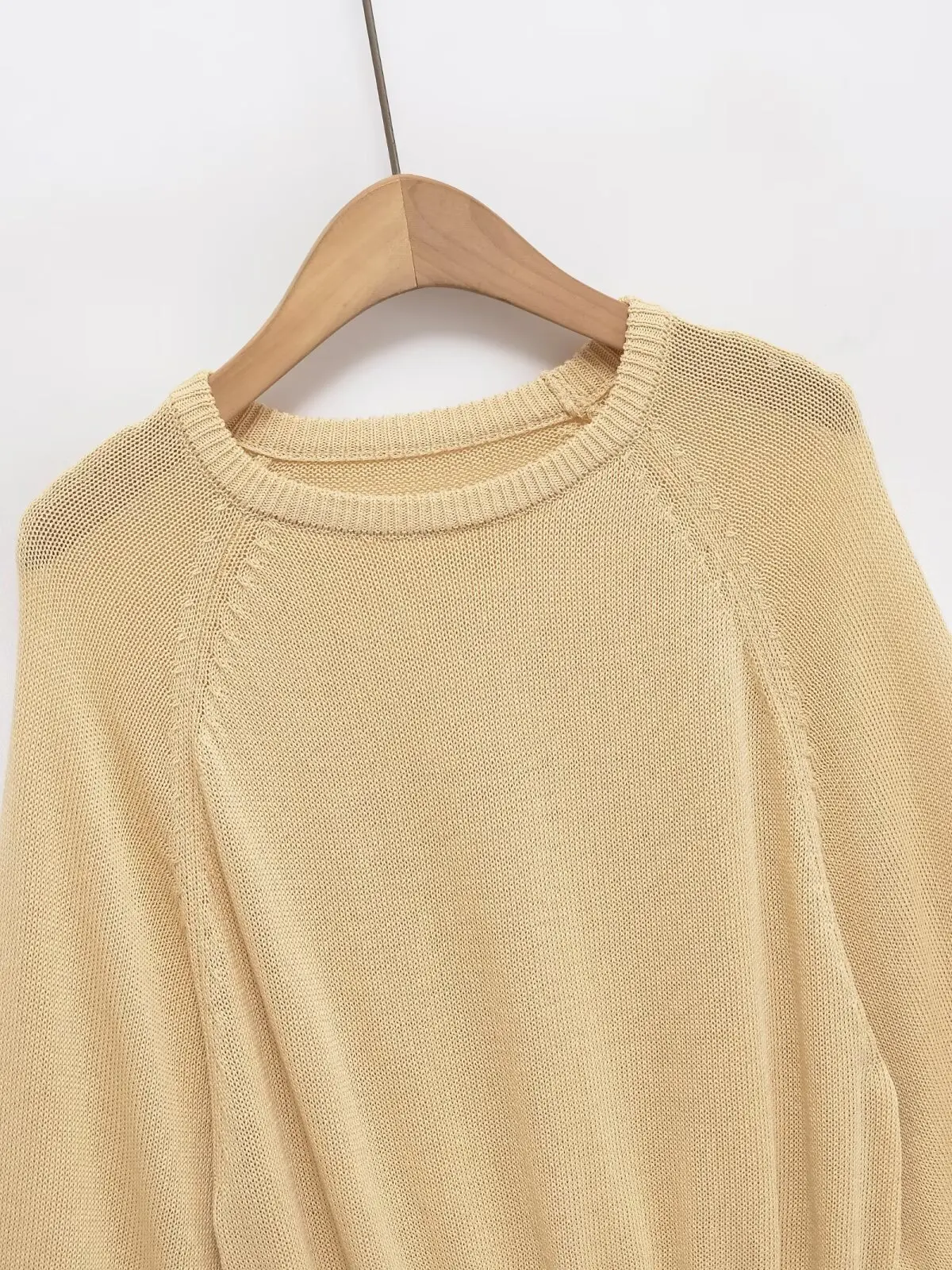 Maglione lavorato a maglia a maniche larghe da donna elegante e rilassante Pullover da strada Maglieria casual con scollo a O con maniche larghe sotto il gomito 2