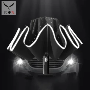 Ombrello automatico inverso antivento Pioggia Donna Uomo Auto Grandi affari 3 Ombrelli pieghevoli 10 costole Banda riflettente Paraguas 1