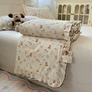 Trapunta trapuntata estiva in cotone a graffette lunghe Trapunta trapuntata con aria condizionata Piumino morbido scozzese lavato per letto matrimoniale matrimoniale queen size 1