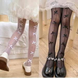 Carino Multiplo Papillon Collant A rete per bambini Calzini stretti genitore-figlio Ins Fashion Party Club Nero Bianco Calze cave 1