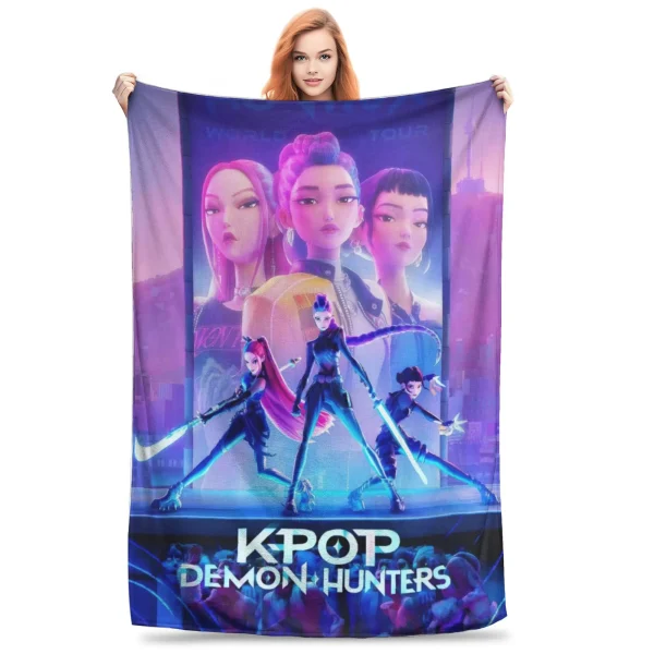 K pop Demon Hunters Coperte Coperta calda di qualità Coperta invernale per ragazze Ragazzi Divano Sedia Copriletto divertente 2