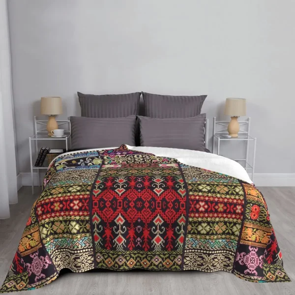 Colori misti e motivi coperta di flanella palestina arabo palestinese coperta personalizzata per copriletto divano Hotel casa 3