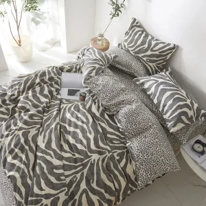 Set copripiumino con stampa leopardata nera bianca con federa per set di biancheria da letto Twin Full Queen e King Size senza lenzuolo 1