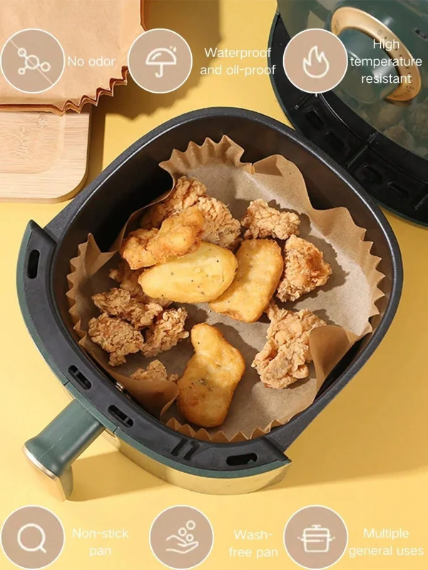 10-200 pz Usa E Getta Friggitrice Ad Aria di Carta Antiaderente Cucina Cottura Airfryer Zerbino Oilproof Micro-onde Barbecue Pad di Carta di Cottura fodera 3