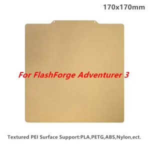 Stampante 3D PEI Build Plate 170x170mm Lamiera di acciaio per molle Letto con stampa magnetica PEI strutturata su due lati per FlashForge Adventurer 3 1