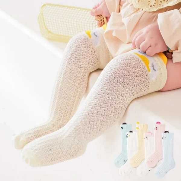 Primavera Estate Bambini Neonate Ragazzo Calzini alti al ginocchio traspiranti Calzini lunghi in rete di cotone Abbigliamento per bambini Calze per cartoni animati per bambini 4