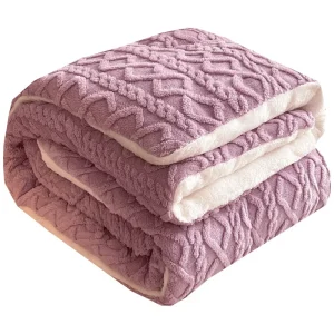 Piumino spesso in lana d'agnello Coperta trapuntata in velluto a doppia faccia Trapuntata in cashmere Caldo piumino invernale in peluche Singolo doppio Queen Size 1