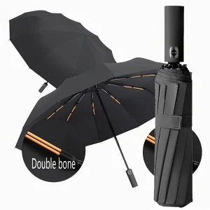 Ombrello completamente automatico con colla nera a 12 ossa con chiglia spessa e durevole Ombrello triplo Ombrello pieghevole resistente ai raggi UV 1