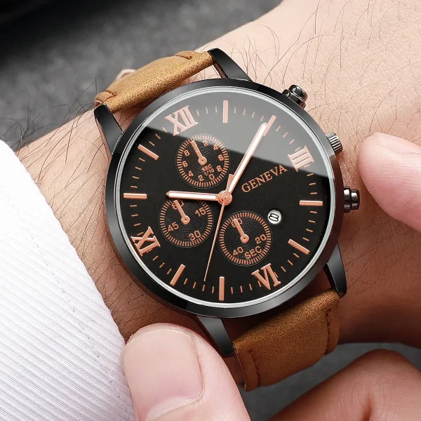 1/2PCS Orologi da uomo d'affari Moda Roma quadrante calendario orologio al quarzo cinturino in pelle orologi da polso maschili Reloj Hombre (senza scatola) 4