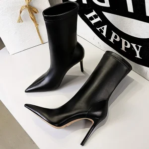 BIGTREE scarpe stivali in pelle stivaletti da donna autunno inverno stivali donna tacchi alti stivali corti stivaletti da donna Chaussures Femme 1