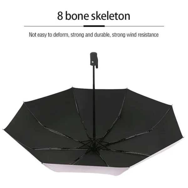 Ombrellone automatico per pioggia e sole Rivestimento nero Ombrellone Anti-UV 3 Pieghevole Resistente al vento Auto di lusso Grande antivento Donna Uomo 8 posti 4