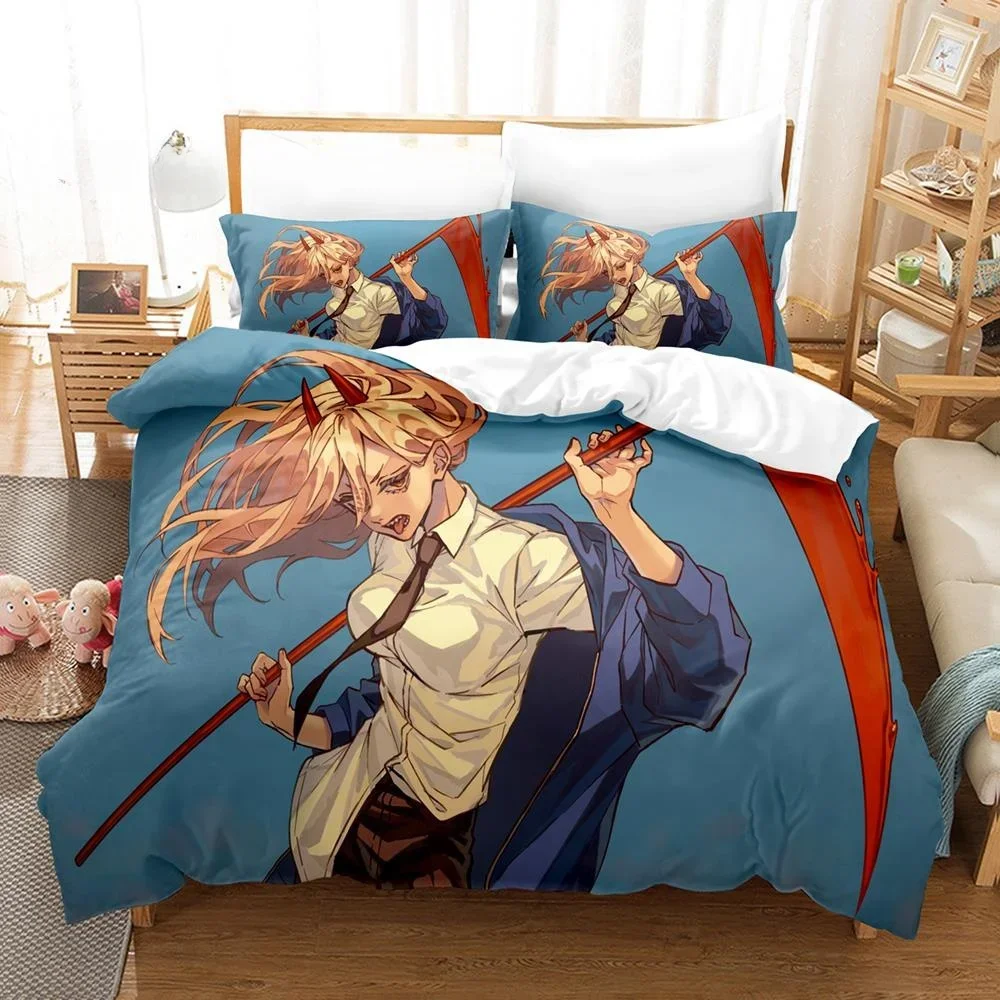 Set biancheria da letto Makima con stampa 3D Anime Chainsaw Man, copripiumino set copripiumino federa, King Queen Twin Size ragazzi ragazze adulti 2