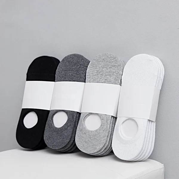 5 paia/lotto moda uomo felice barca Soc calzini di cotone invisibili in silicone pantofole calzino da uomo Meia 2